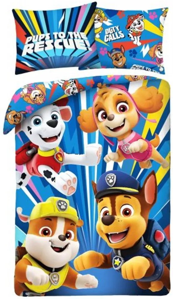 Bavlnené posteľné obliečky Labková patrola - Paw Patrol - motiv Pups to the Rescue! - 100% bavlna - 70 x 90 cm + 140 x 200 cm