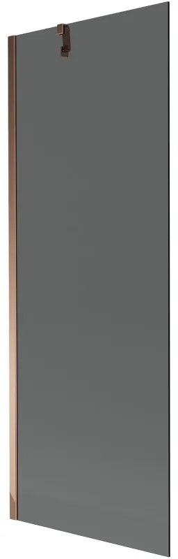 Mexen Next, vaňová zástena 1-krídlová 70 x 150 cm, fixné krídlo, 6 mm šedé sklo, ružové zlato profil, 895-070-000-00-40-60