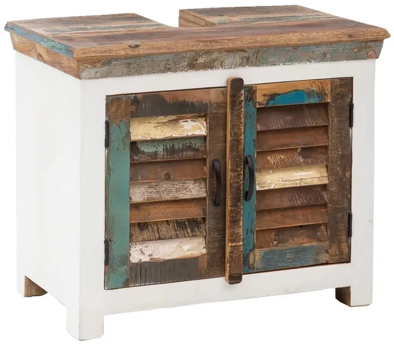 furniture-nabytek.cz - Masívna skrinka pod umývadlo Perth z recyklovaného dreva, lakovaná, biela/barevná