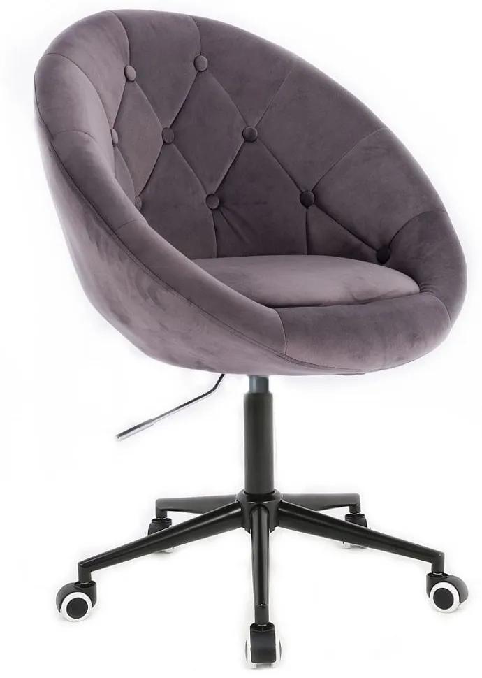 LuxuryForm DESIGN Kreslo VERA VELUR na čiernej podstave s kolieskami - tmavo šedé