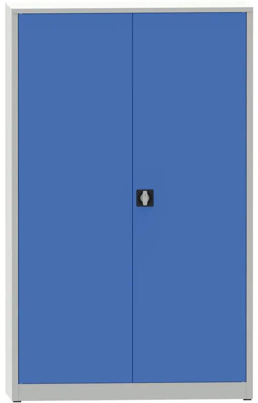 Dielenská policová skriňa na náradie KOVONA JUMBO, 4 police, zváraná, 1200 x 500 x 1950 mm, sivá / modrá