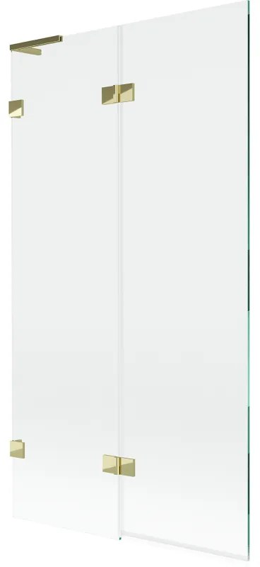 Mexen Lunar L, 2-krídlová vaňová zástena ľavá 100 x 150 cm, číre sklo, zlatá lesklá, 897L-100-100-50-00-L