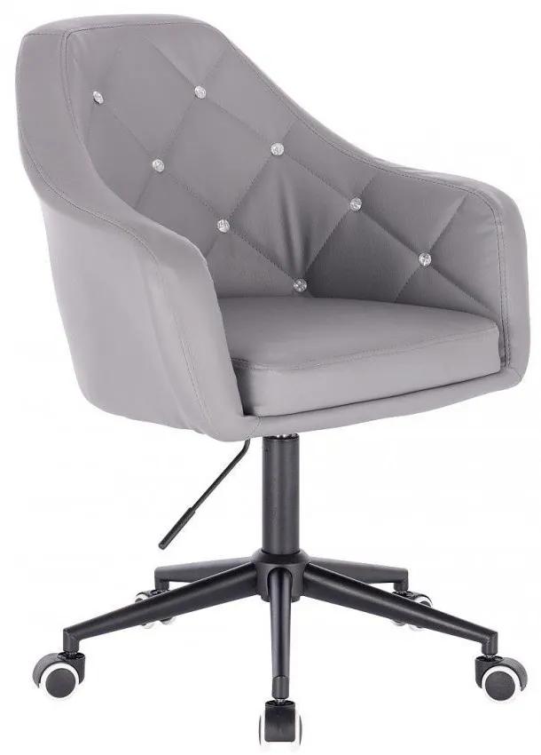 LuxuryForm DESIGN Kreslo ROMA na čiernej podstave s kolieskami - šedé