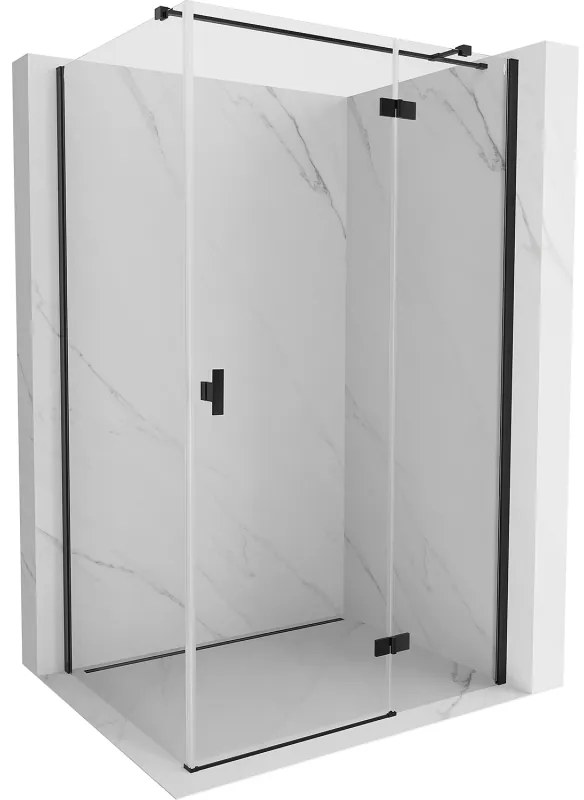 Mexen Mist H T, sprchový kút s výklopnými dverami pravý 105 x 85 cm, číre sklo, čierny profil, 8A5T-105-085-70-00-P