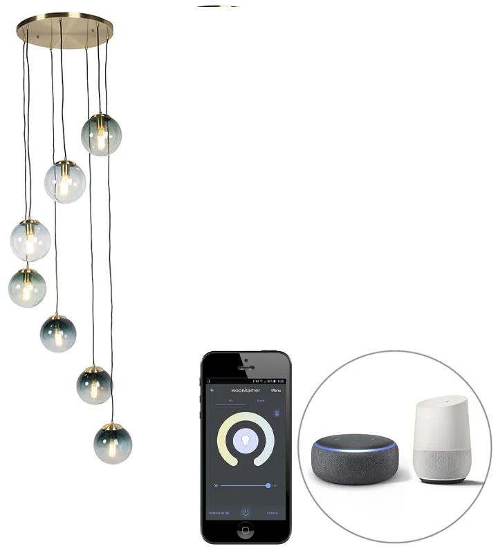 Inteligentné závesné svietidlo mosadz 7-žiarovkové vrátane Wifi ST64 - Pallon