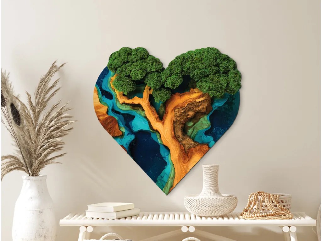 drevko | Machový Strom života Dych srdca (UV tlač) 45 x 45 cm