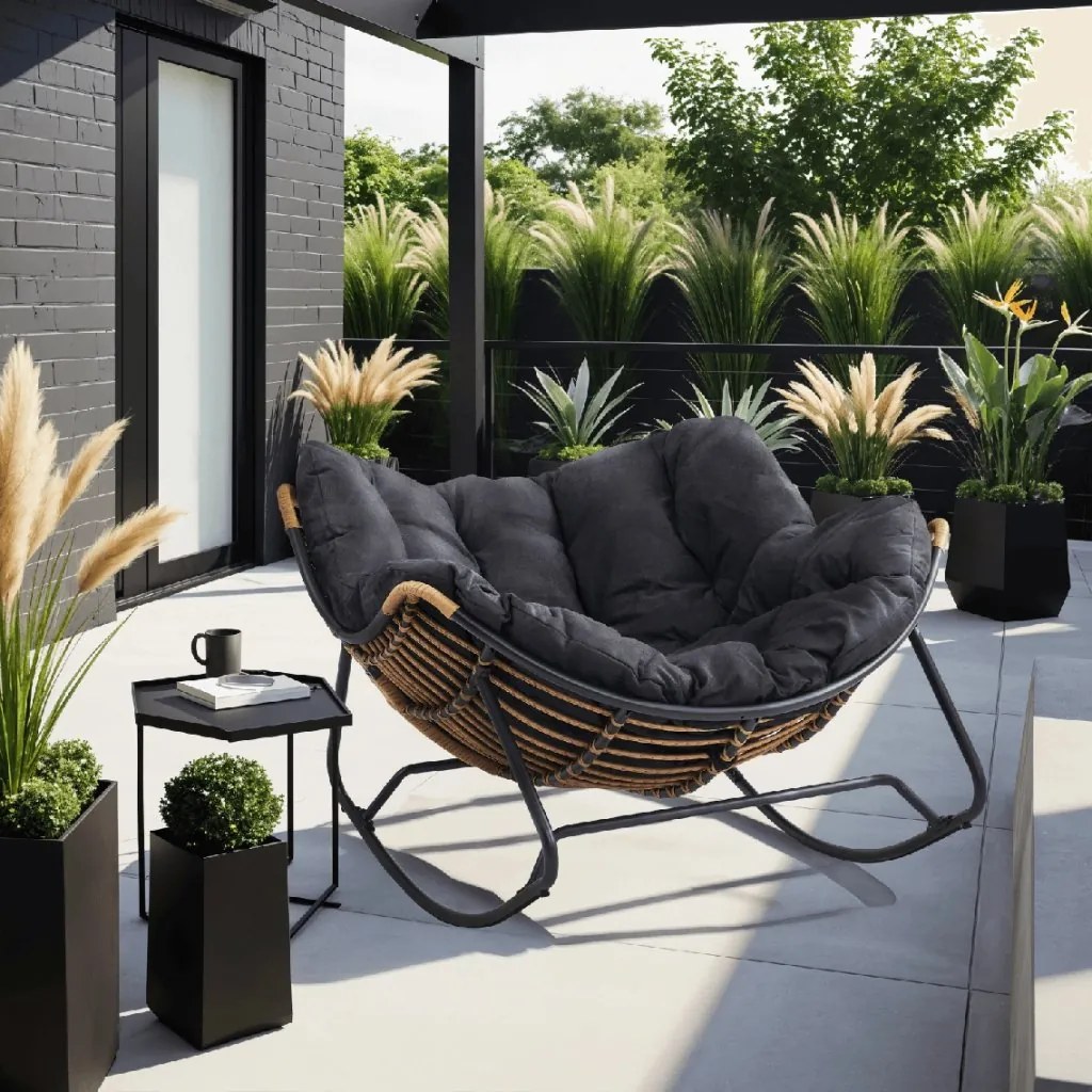 PROXIMA.store - Dizajnové hojdacie záhradné kreslo ELTON FARBA: čierna