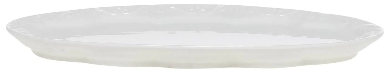Chic Antique Porcelánový servírovací oválny podnos s čipkou Provence lace - 24 x 13 cm