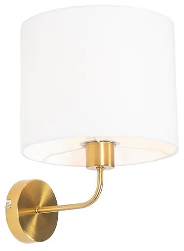 Klasická nástenná lampa zlatá s látkovým tienidlom biela - Cas