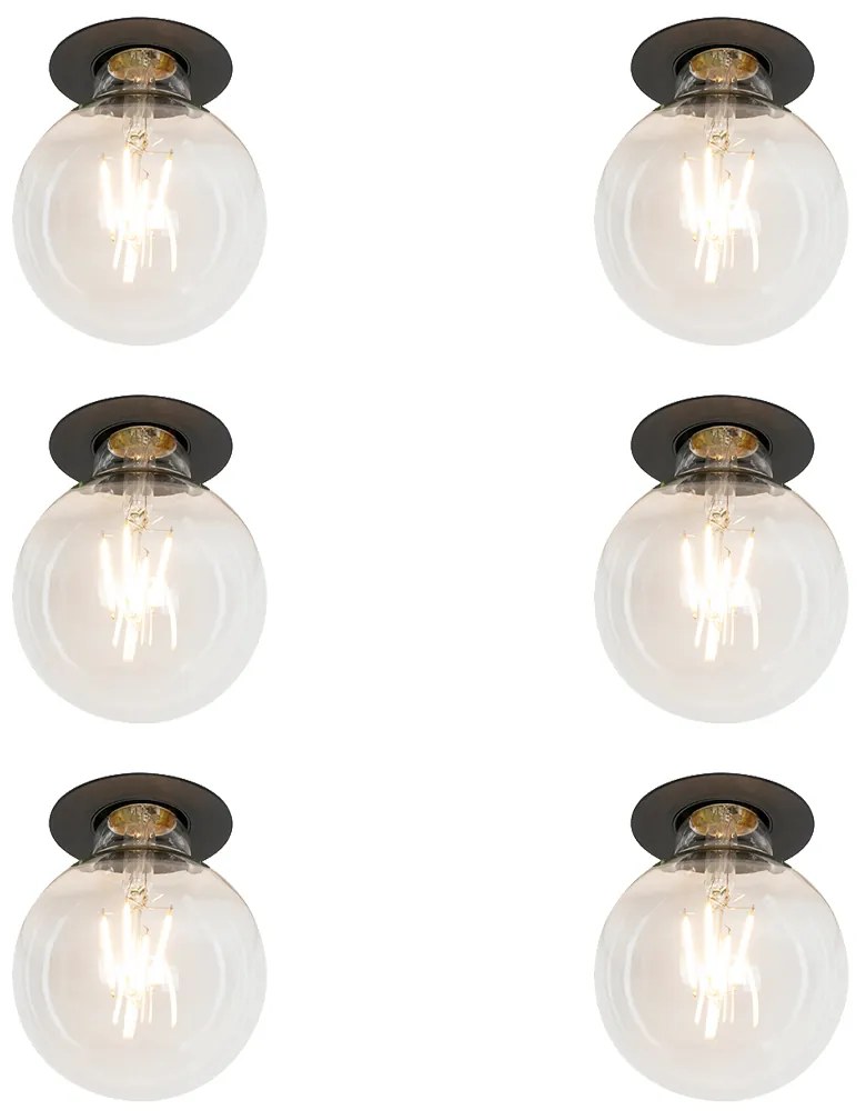 Sada 6 moderných zapustených bodových svetiel čierna - Insight