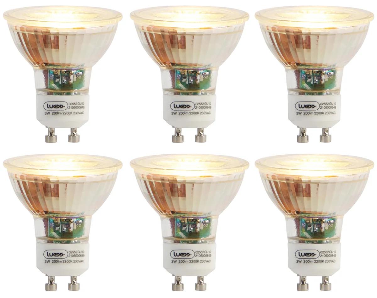 Sada 6 LED žiaroviek GU10 3W 200lm 2200K