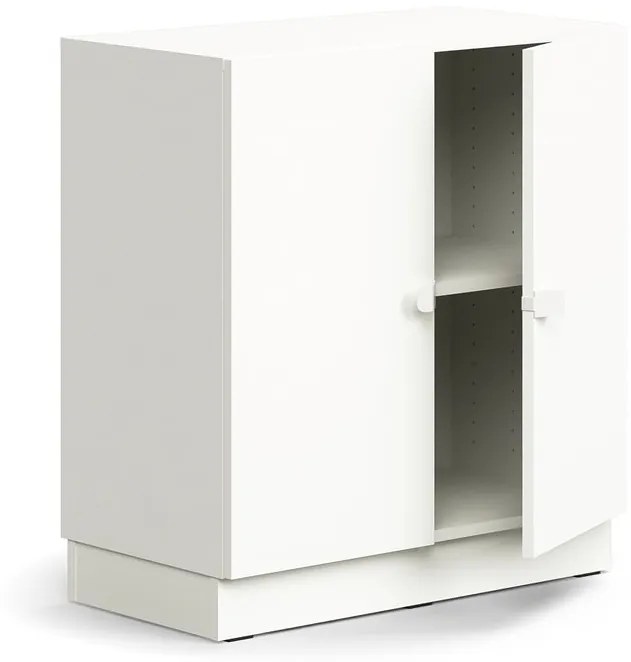 Skriňa QBUS, 1 polica, so soklom, s madlom, 868x800x420 mm, biela