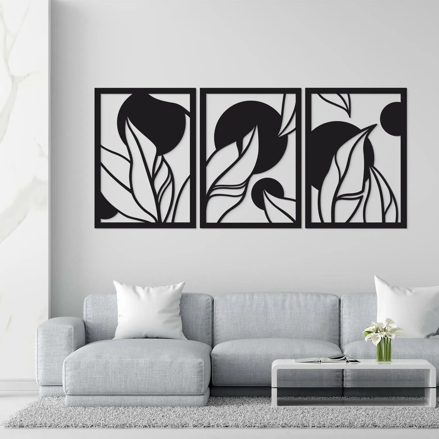 DUBLEZ | 3-dielny obraz - Abstraktné listy