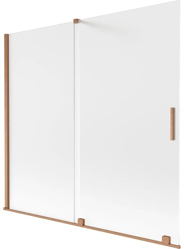 Mexen Velar, 2-krídlová posuvná vaňová zástena 170 x 150 cm, 8mm sklo námraza, medená matná, 896-170-000-31-65