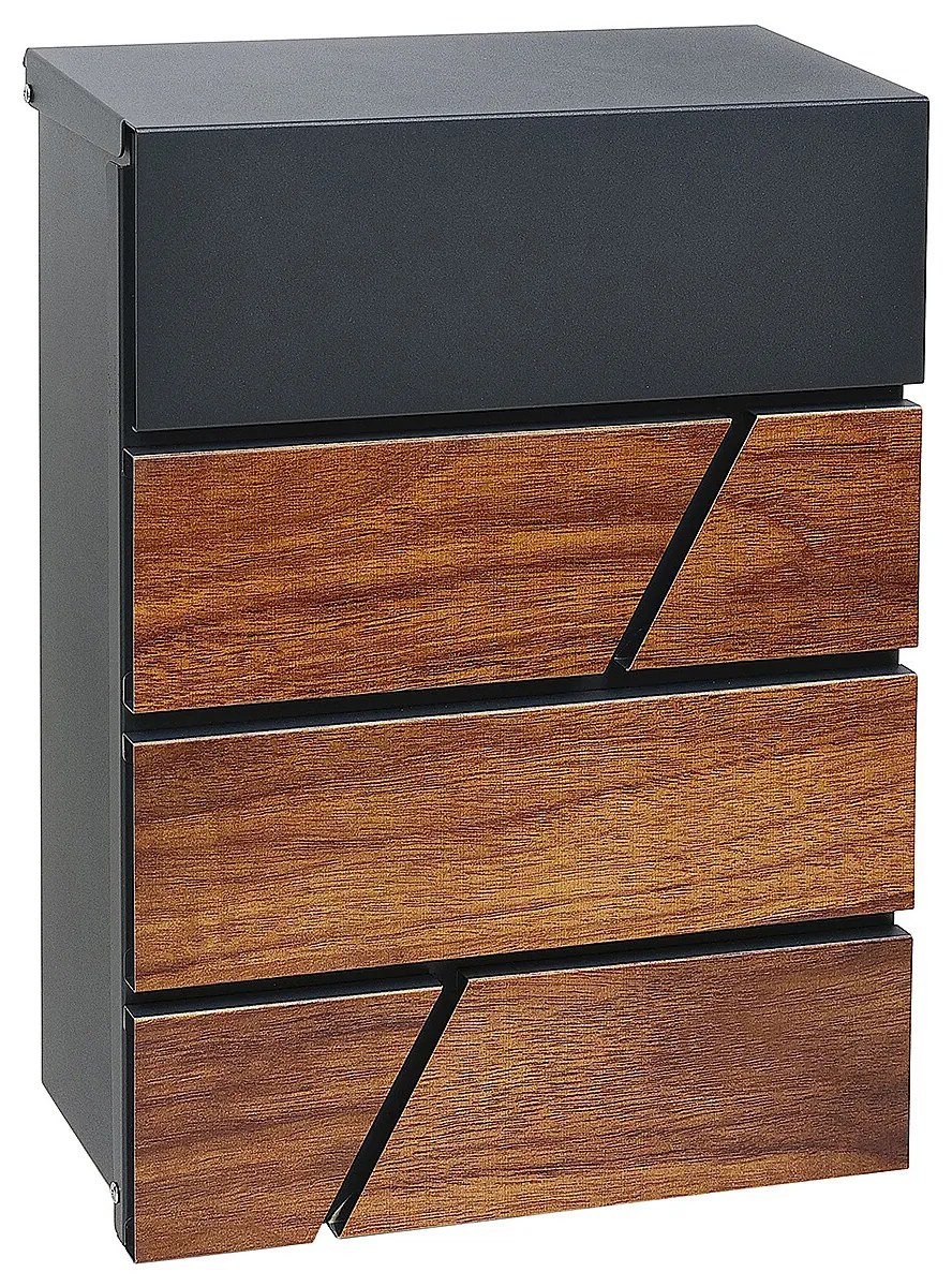 Poštová schránka RICHTER BK.524.WO.AM (antracit matná s potlačou dreva), RICHTER antracit matná