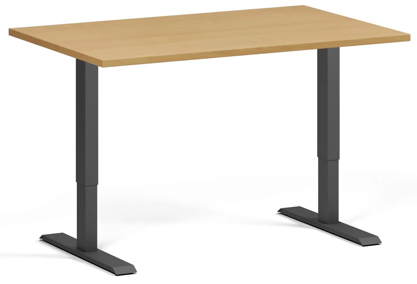 Výškovo nastaviteľný stôl, 120x80 cm, 1 motor, čierna podnož, buk