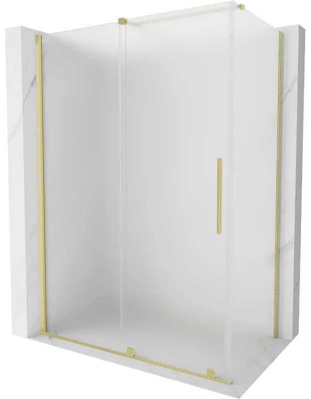 Mexen Velar, sprchový kút s posuvnými dverami 150 x 85 cm, 8mm sklo námraza, zlatá matná, 871-150-085-31-55
