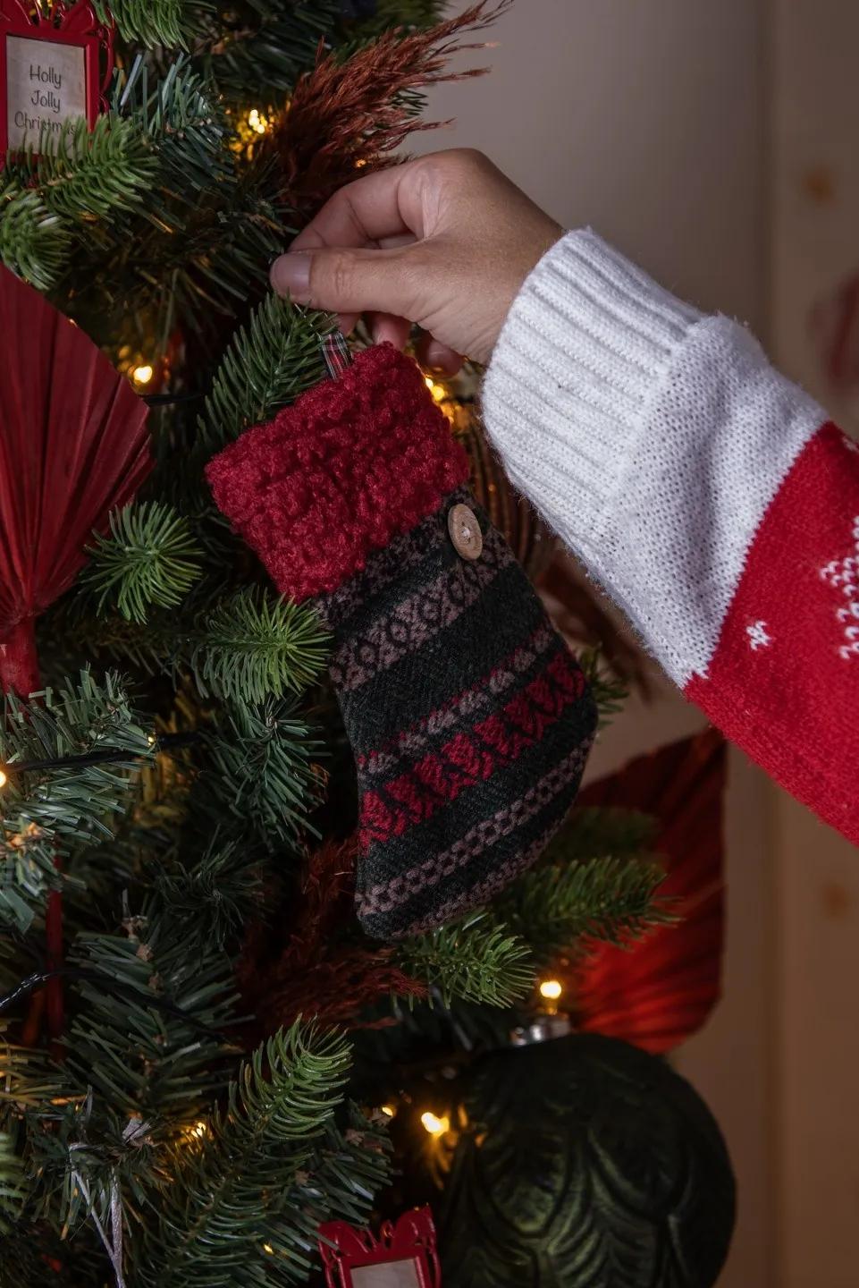 Dekorace vánoční punčocha - 14*1*17 cm