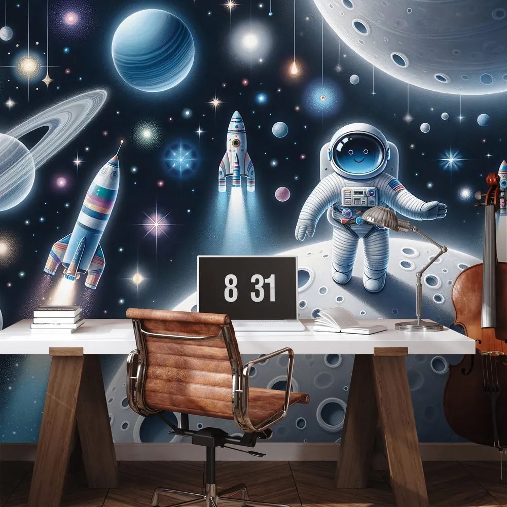 Samolepiaca tapeta detský vesmír s astronautmi