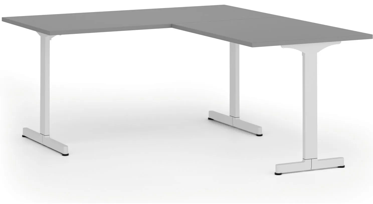 Kancelársky stôl PRIMO BETA L, 160x180 cm, biela podnož, grafit