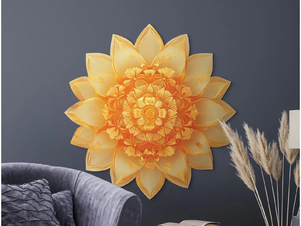 drevko | Kvetinová mandala Žlté slnko 45 x 44 cm