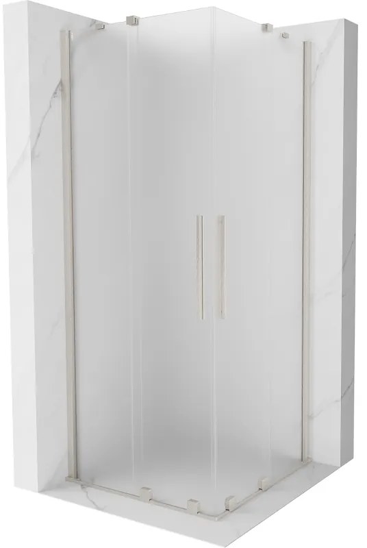 Mexen Velar Duo, sprchový kút s posuvnými dverami 80 x 80 cm, 8mm sklo námraza, brúsená oceľ, 871-080-080-32-97