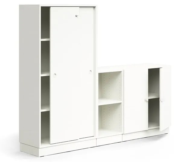 Uzamykateľná skriňa QBUS + 2 otvorené priehradky, so soklom, 1636x2000x420 mm, biela