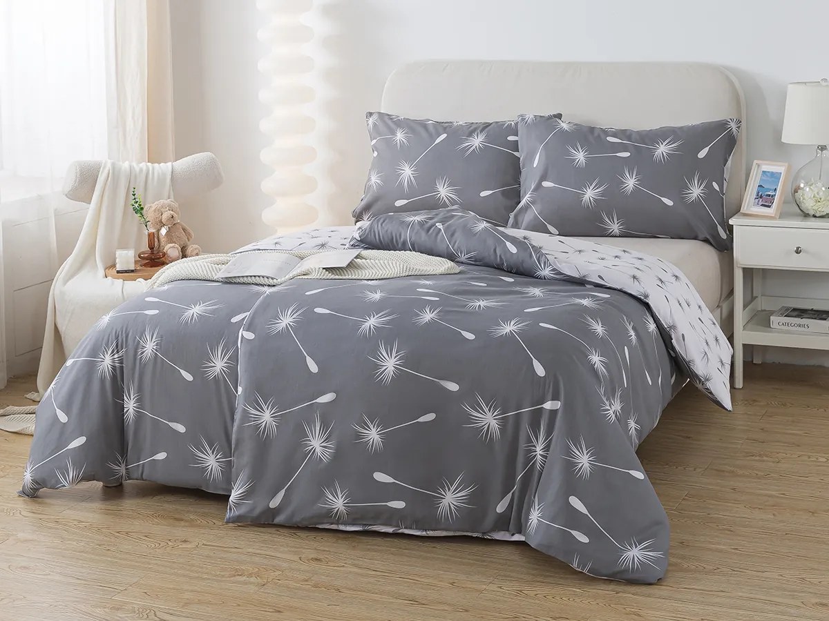 XPOSE® Predĺžené bavlnené obliečky DANDELIA DUO - sivé/biele