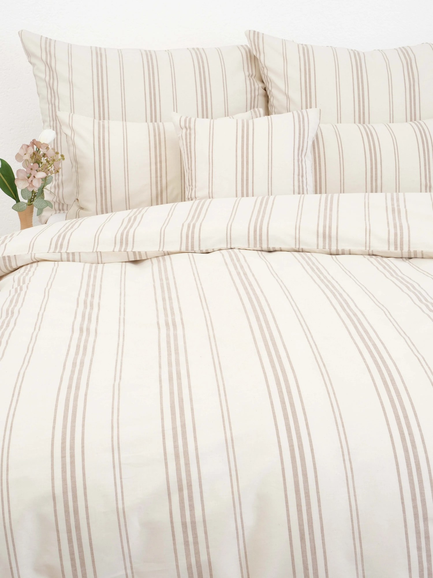 Bavlnené obliečky Natural - Prúžky béžové