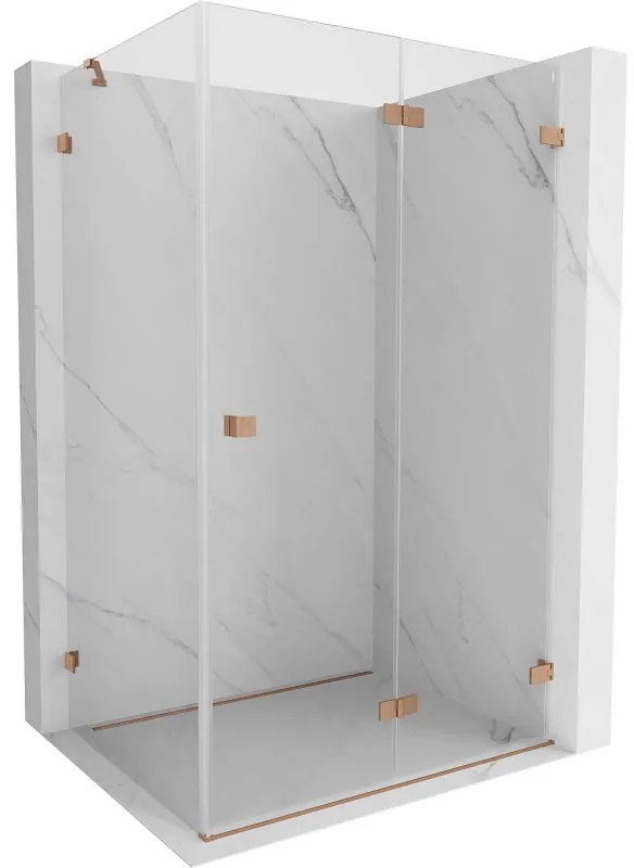 Mexen Lunar-F, skopný sprchový kút pravý 95 x 80 cm, 8mm číre sklo, profil medená matná, 836-095-080-65-00-P