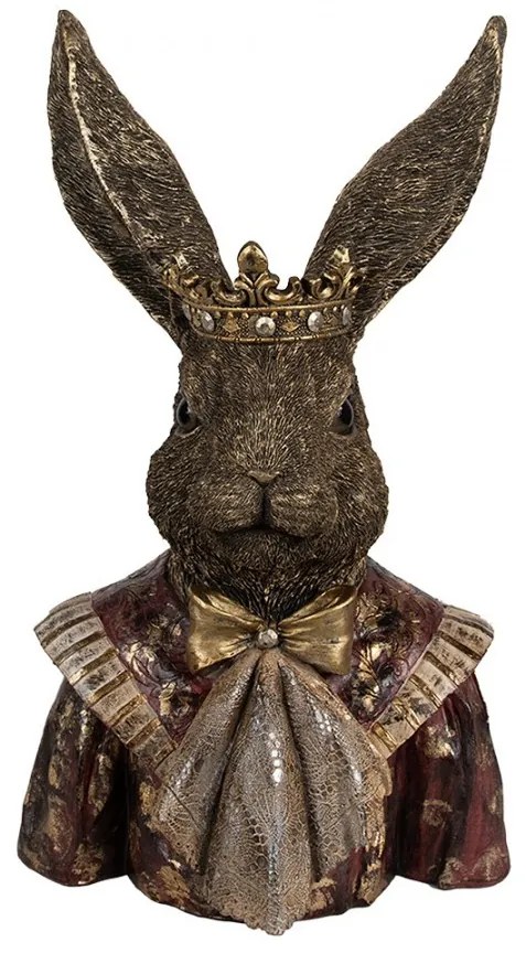 Dekorácia busta králik v obleku a so zlatým ligotom - 23*18*40 cm