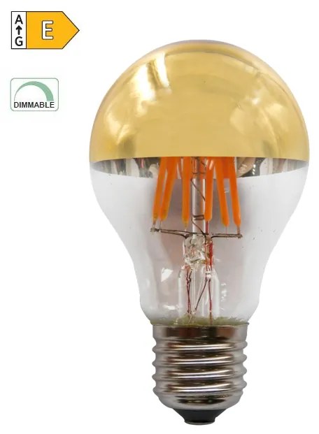 Diolamp Retro LED Filament zrkadlová žiarovka A60 6W/230V/E27/2700K/690Lm/180°/DIM, zlatý vrchlík