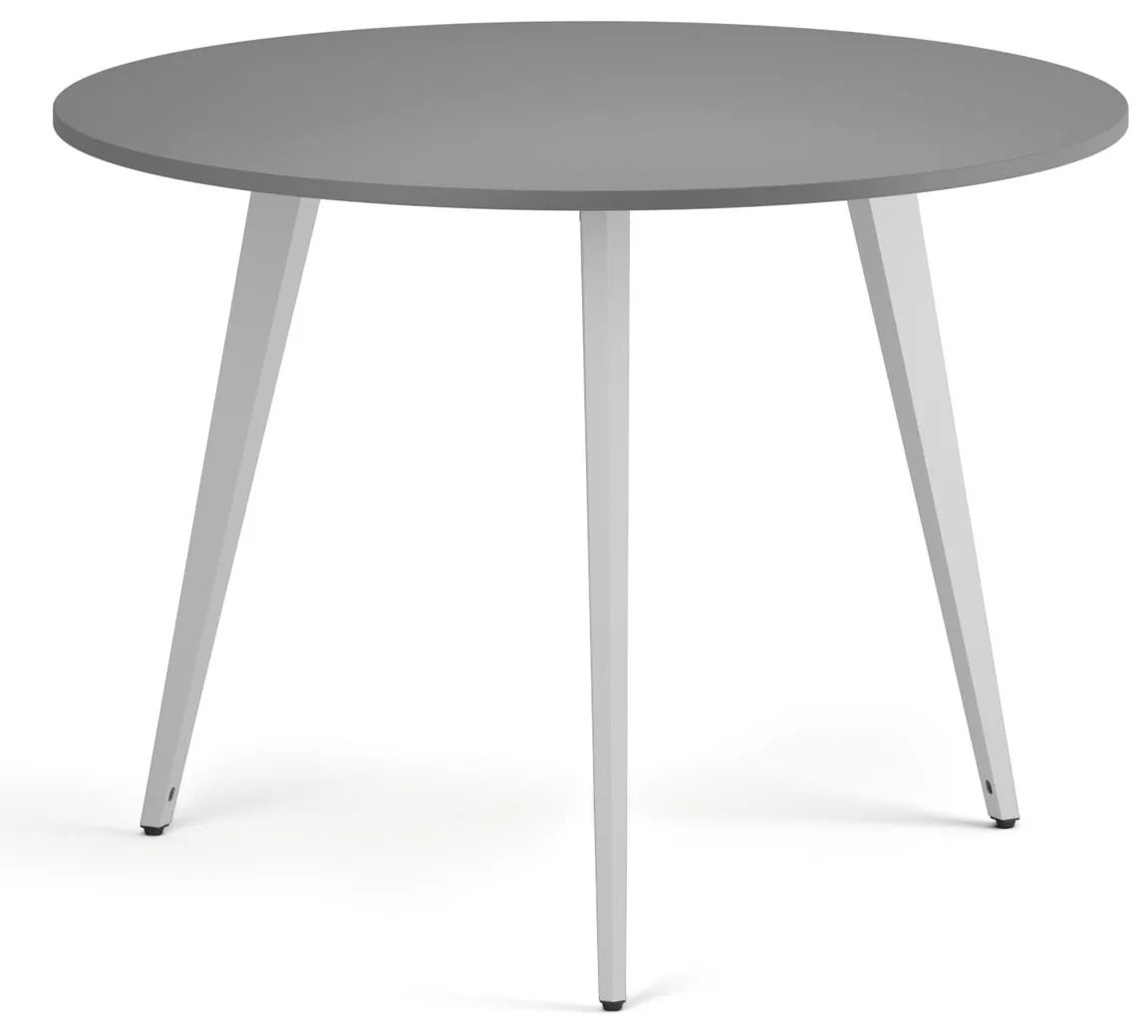 Konferenčný stôl PRIMO VIBE, priemer 100 cm, biela podnož, grafit