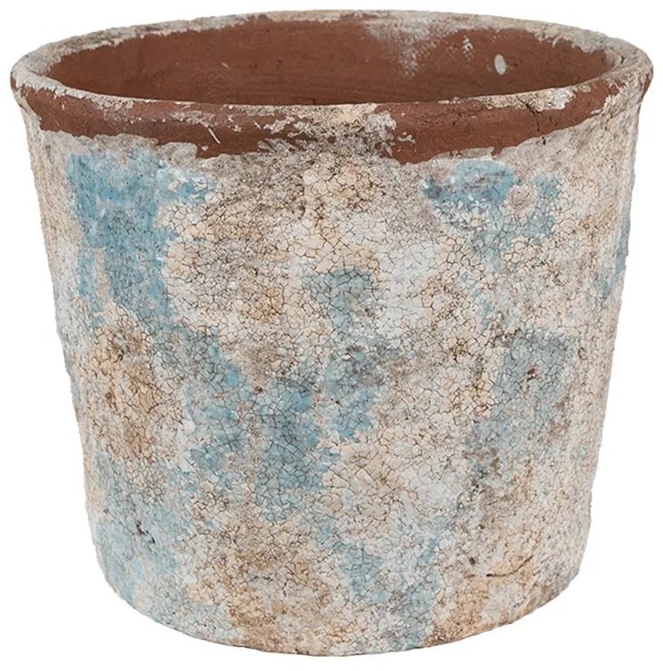 Dekoratívny béžovo-modrý antik terakotový džbán Teracci - Ø 23*20 cm