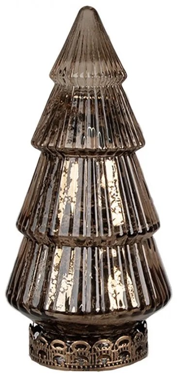 Hnedý sklenený dekoračný svietiaci stromček LED Tree - Ø 8*16 cm