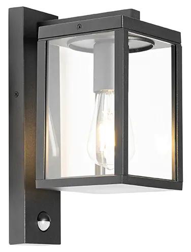 Vonkajšia nástenná lampa čierna s pohybovým senzorom IP44 - Charlois