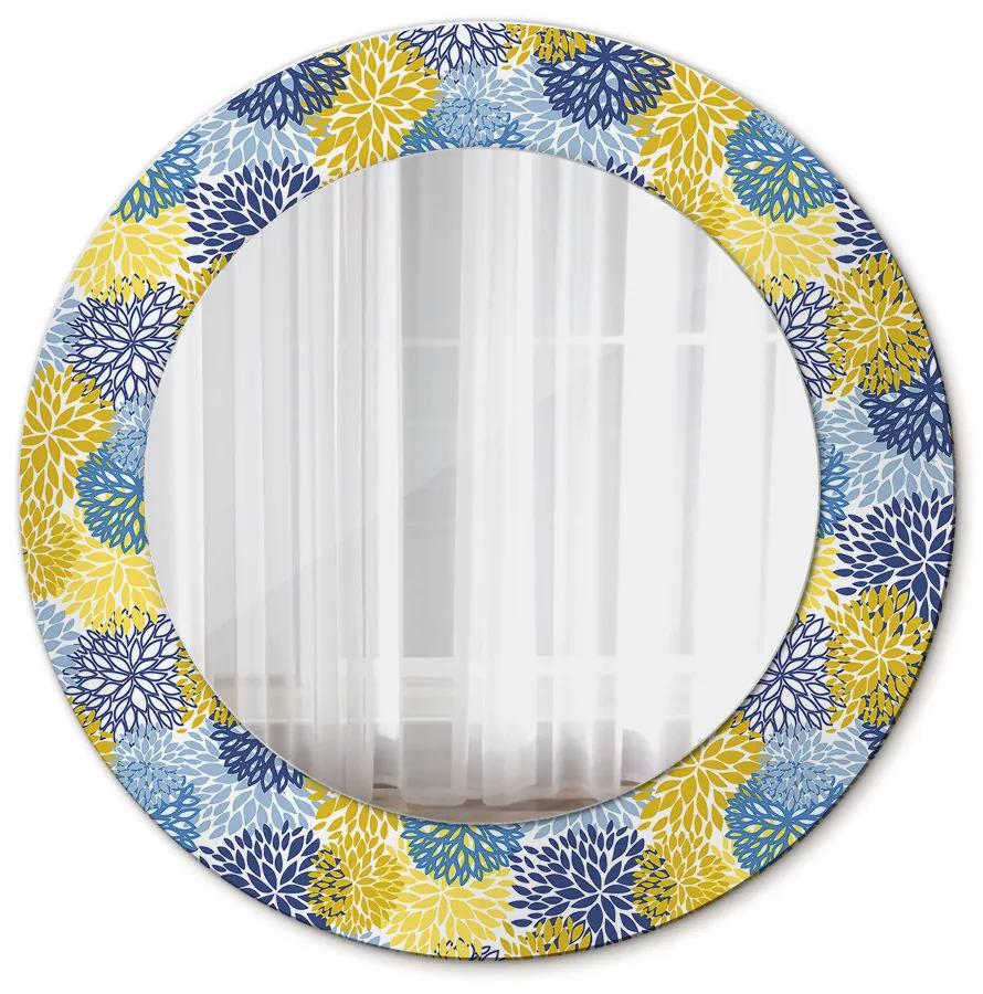 Modré kvety Okrúhle dekoračné zrkadlo na stenu