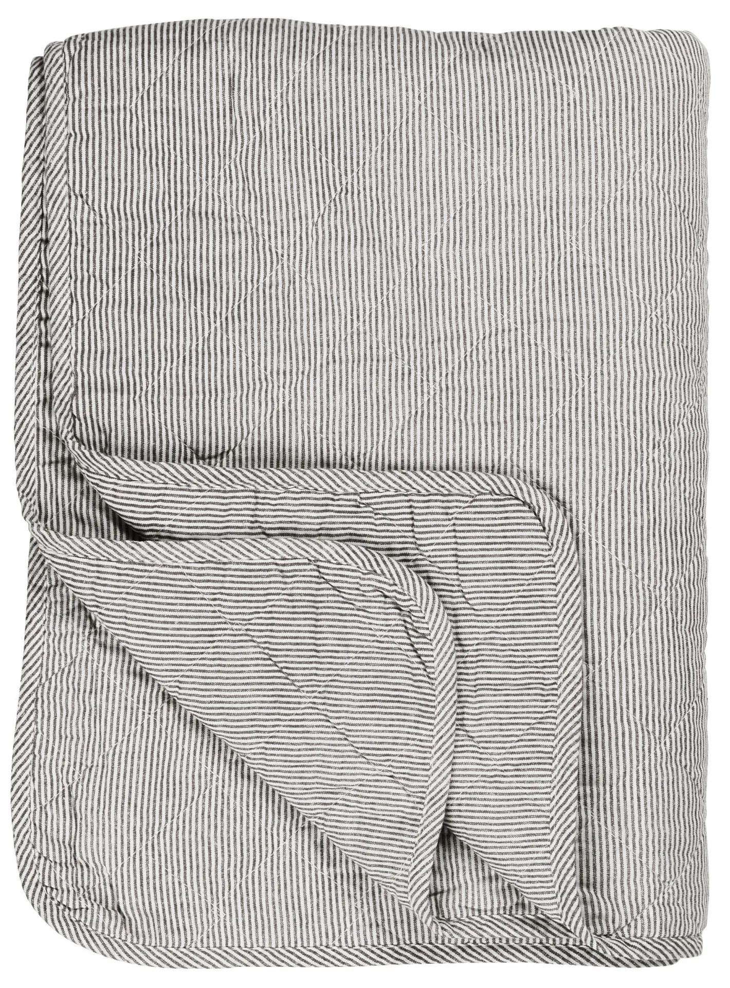 Ib Laursen Prešívaný prehoz Dark grey stripes 130 × 180 cm