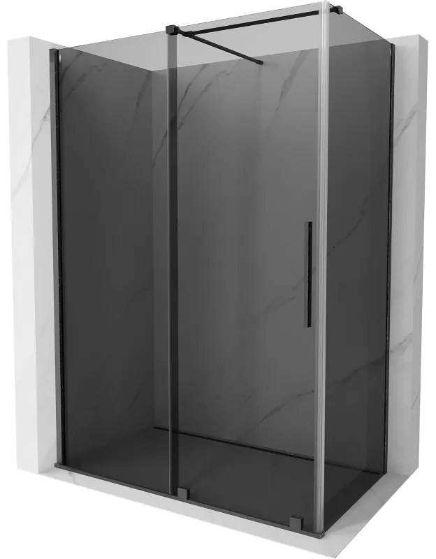 Mexen Velar, sprchový kút s posuvnými dverami 140 x 85 cm, 8mm šedé sklo, grafit brúsený, 871-140-085-41-66