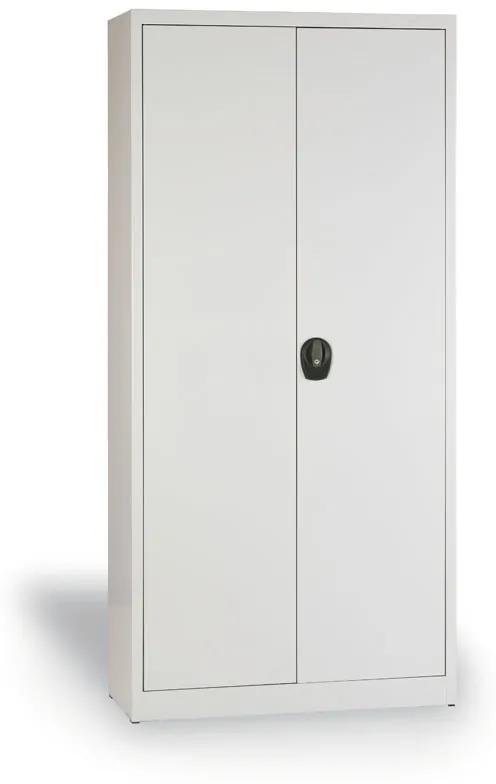 Dielenská policová skriňa na náradie KOVONA JUMBO, 4 police, zváraná, 950 x 500 x 1950 mm, sivá / sivá