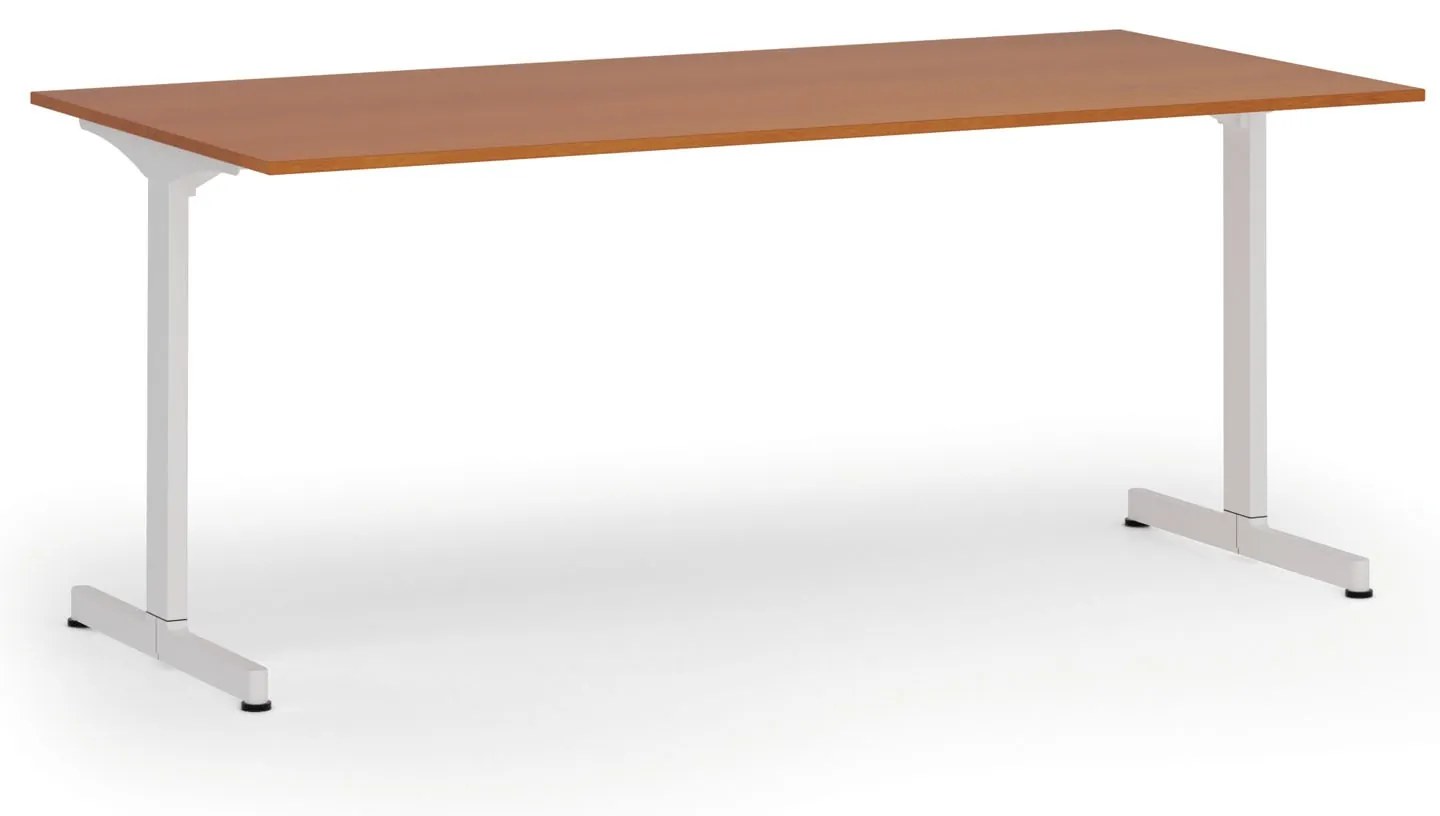 Kancelársky stôl PRIMO BETA, 180x90 cm, biela podnož, čerešňa