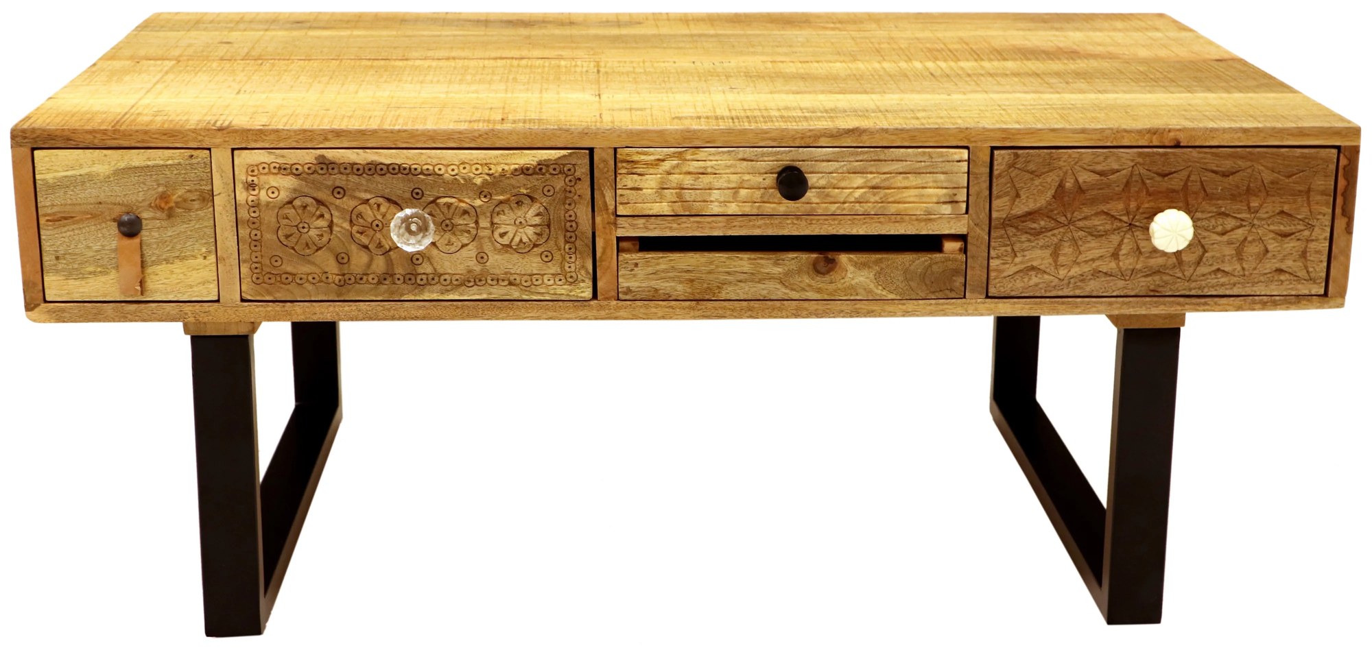 furniture-nabytek.cz - Konferenčný stolík masív kov z dreva mango 110x45x60