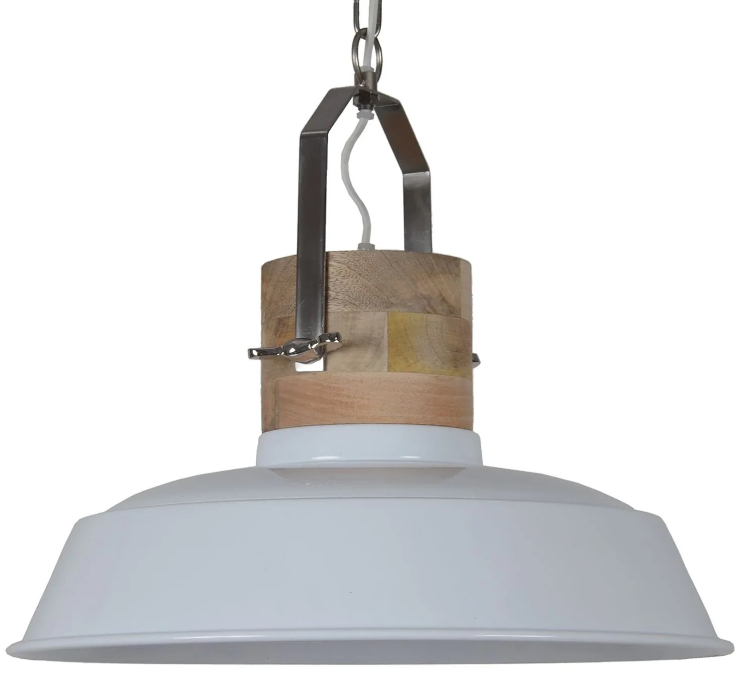 Biele závesné kovové retro svetlo Loreto white - Ø 62 * 43 cm