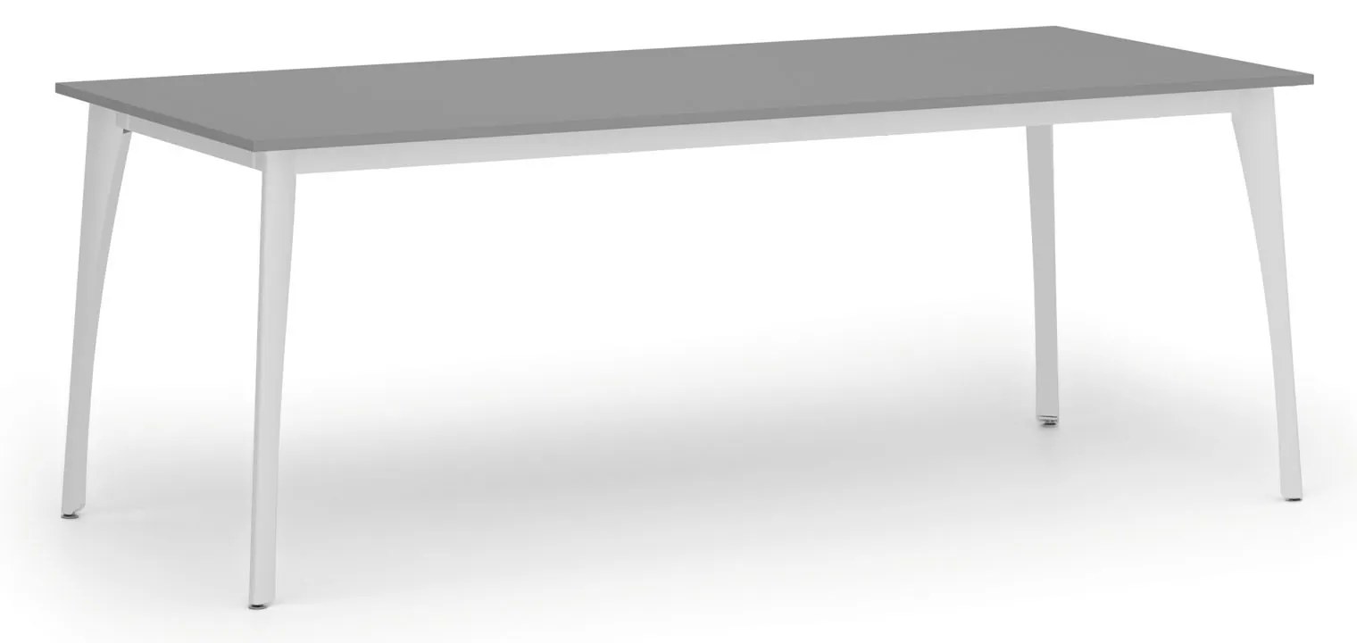 Rokovací kancelársky stôl PRIMO OMEGA, 200x90 cm, biela podnož, grafit