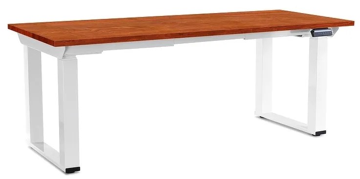 Výškovo nastaviteľný stôl OfficeTech Strong 180 x 80 cm, biela podnož, čerešňa