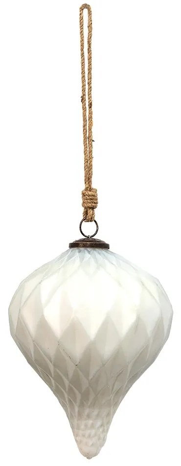 Biela anik sklenená ozdoba Vinett XL - Ø 16*20 cm