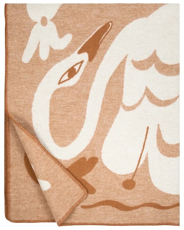 Vlnená deka Kaksin 130x180, škoricovo-biela