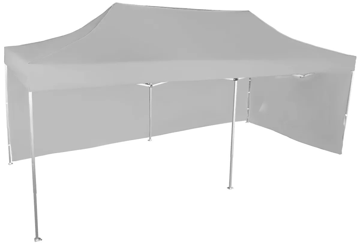 Rýchlorozkladací nožnicový stan 3x6m – hliníkový, 2 bočné plachty, Sivá / antracitová