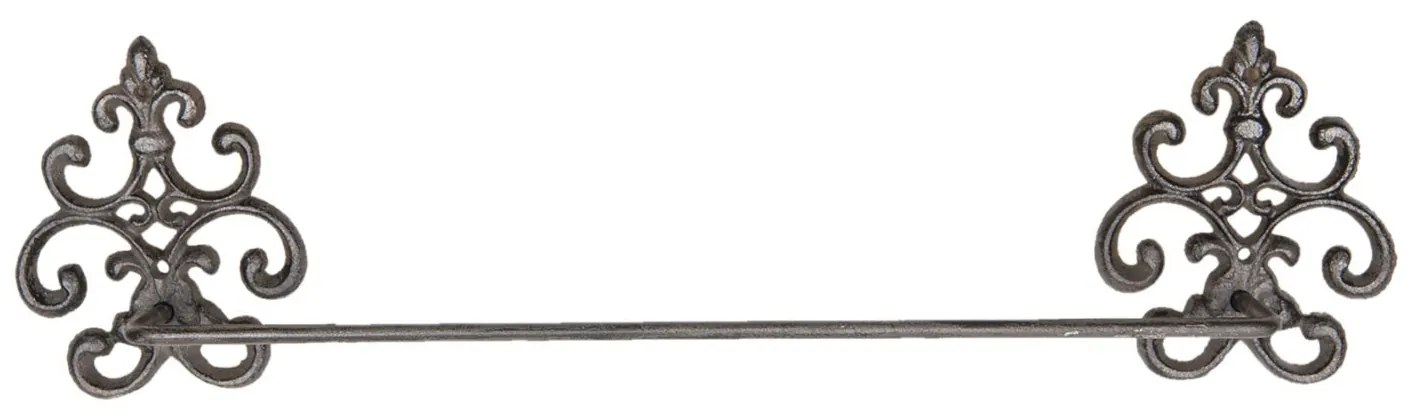 Hnedý kovový nástenný vešiak na uteráky - 58 * 6 * 15 cm