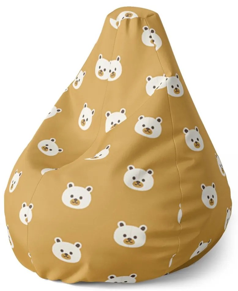 Sedací vak Pear roztomilé medvedíky - detský, žltá